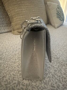Silver Glitter Shoulder Bag - Elegant Evening Clutch